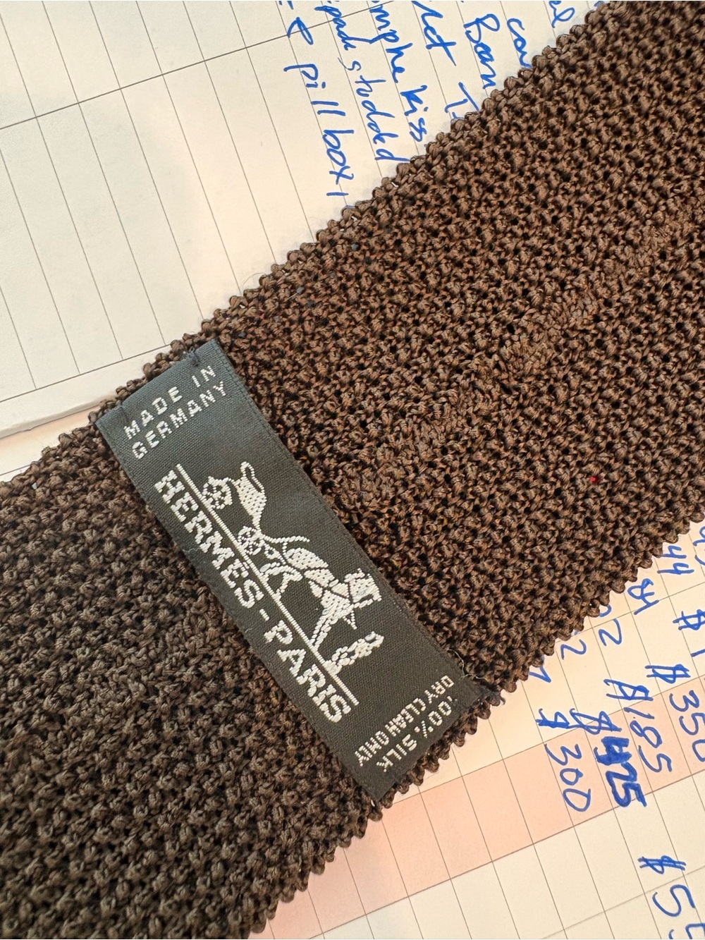 HERMES 1970’s Hand Knit Tie with Dots and square bottom. With COA! - Picture 5 of 7